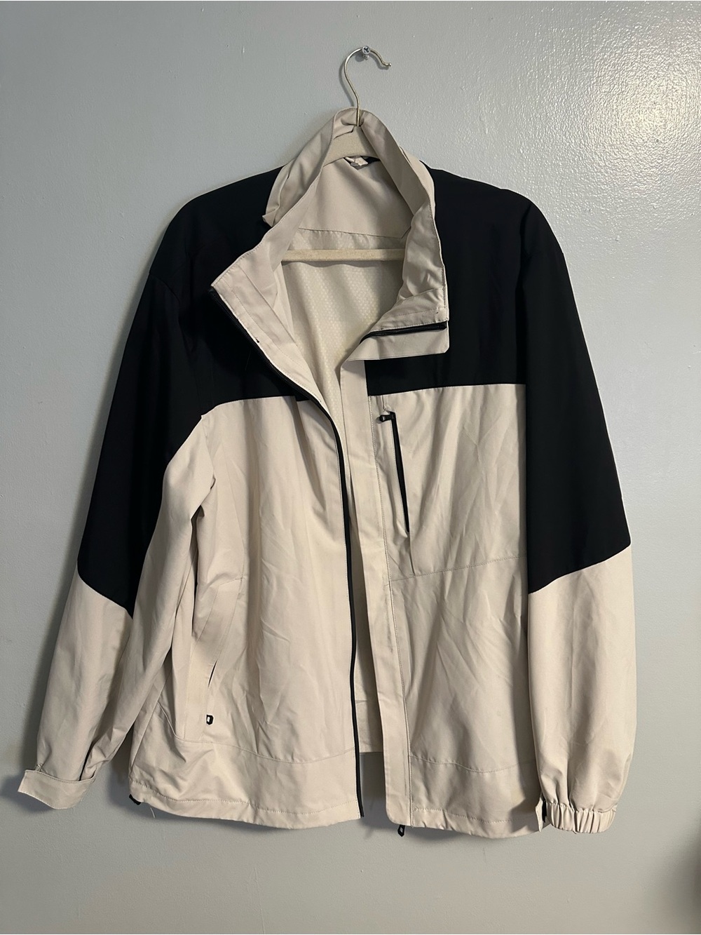 Lightweight Two-Tone Black and Cream Shirt Jacket Size XXL